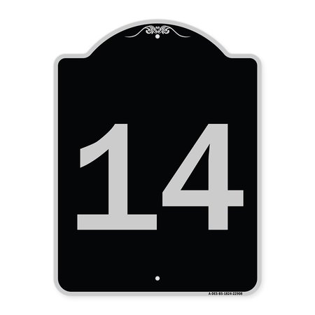 SIGNMISSION Sign with Number 14 Heavy-Gauge Aluminum Architectural Sign, 24" x 18", BS-1824-22908 A-DES-BS-1824-22908